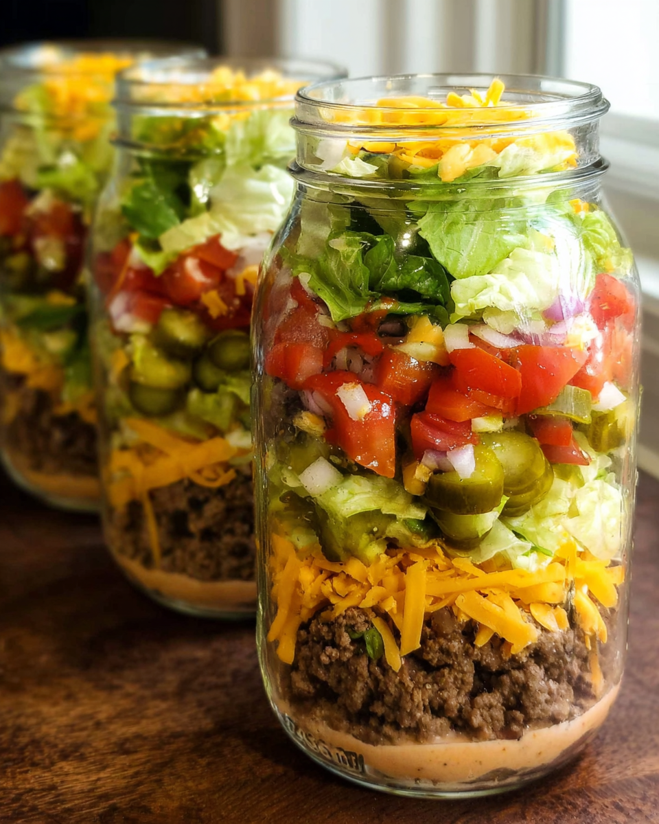 Easy Big Mac Salad Recipe served in a wooden bowl