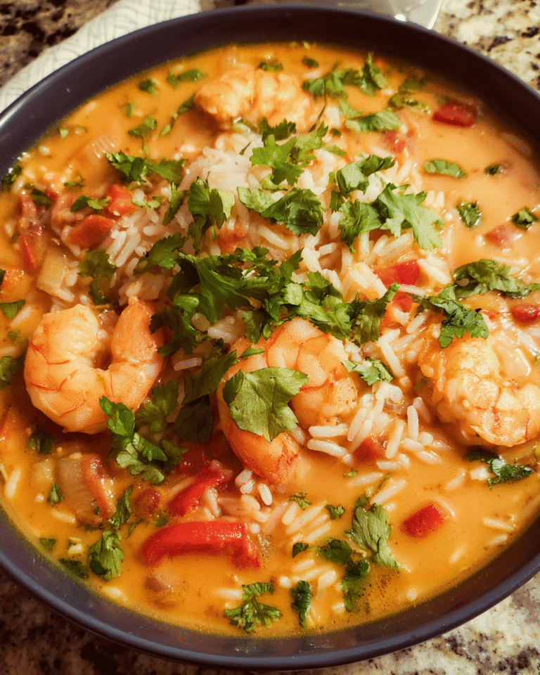 Easy Thai Shrimp Soup with coconut curry