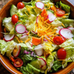 Easy Tossed Salad in rustic bowl