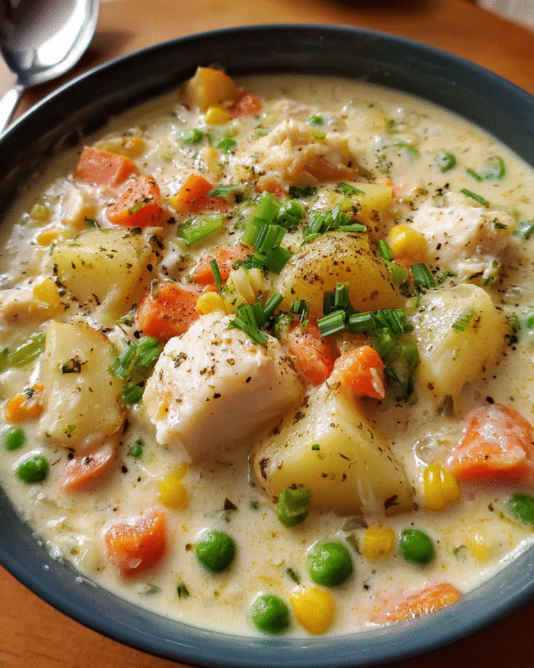 Fish Chowder Soup served in a rustic bowl
