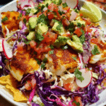 Fish Taco Salad in ceramic bowl