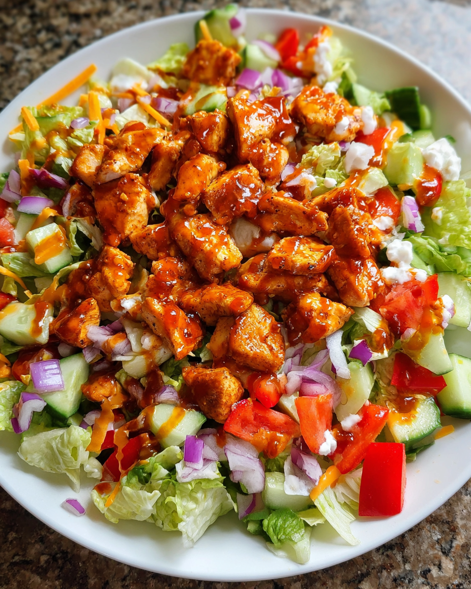 Honey hot chicken salad in a bowl