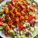 Honey hot chicken salad in a bowl