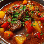 Authentic Hungarian goulash in traditional pot