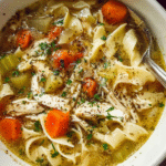 Instant Pot chicken noodle soup with herbs and noodles
