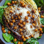 Sweetheart Cabbage Salad with Gyoza Chickpeas and Parmesan plated