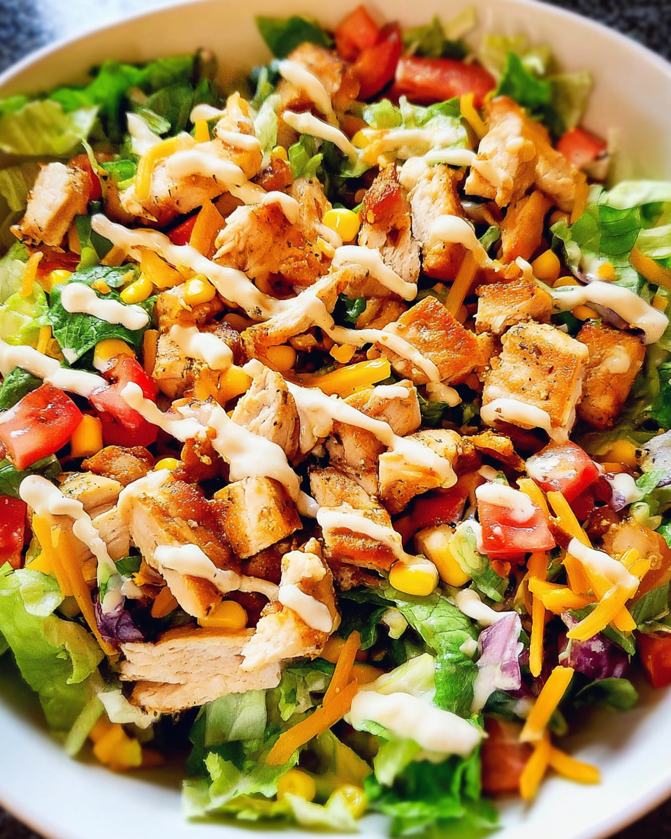 Tex-Mex Chicken Chopped Salad in rustic bowl