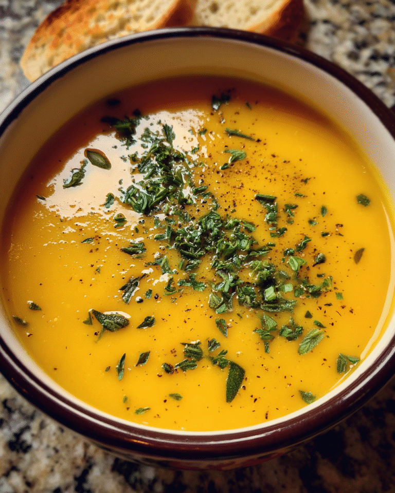 Butternut squash soup with parsley and pumpkin seeds
