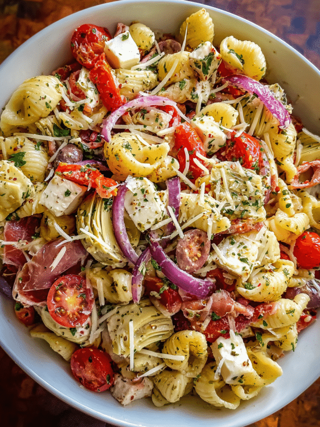 Antipasto Salad RECIPE served in Italian bowl