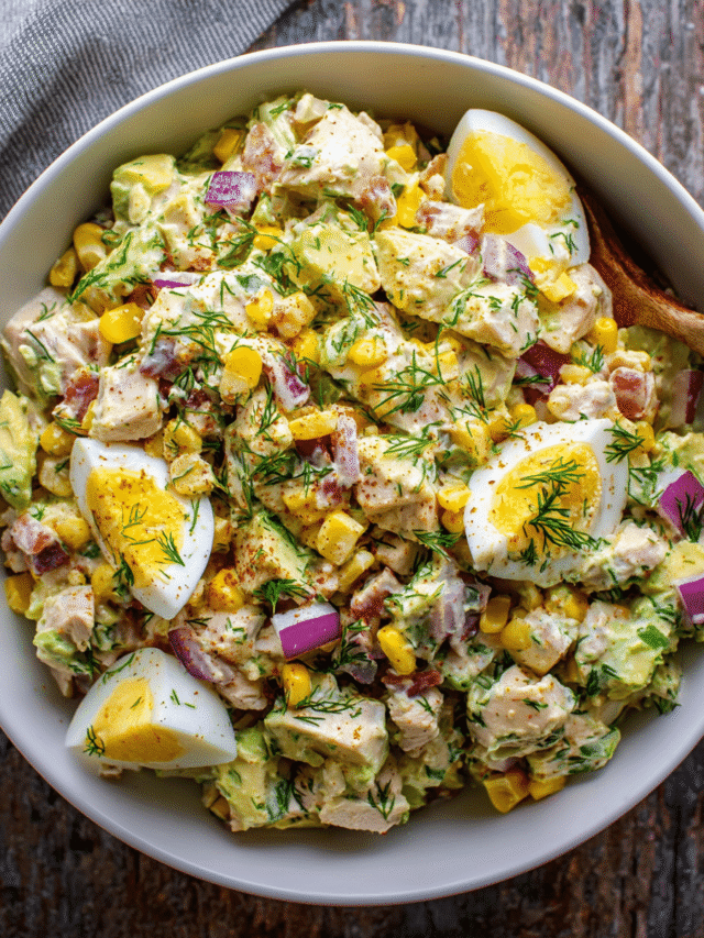 Avocado Chicken Egg Salad served fresh with lemon and dill