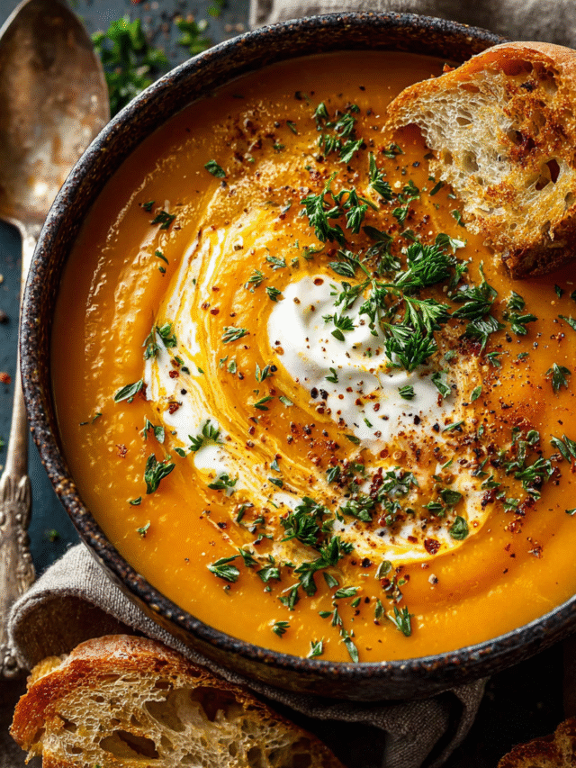Country harvest root vegetable soup in rustic bowl