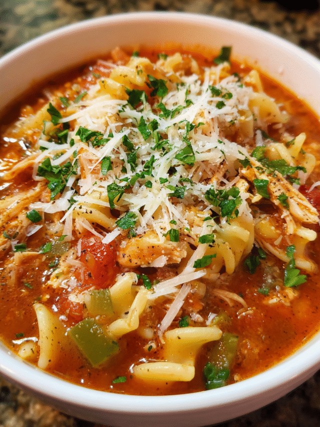 Crockpot Chicken Parmesan Soup in bowl