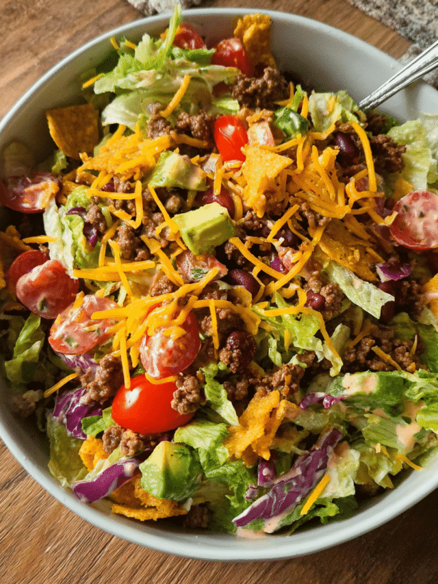 Doritos Taco Salad in Wooden Bowl
