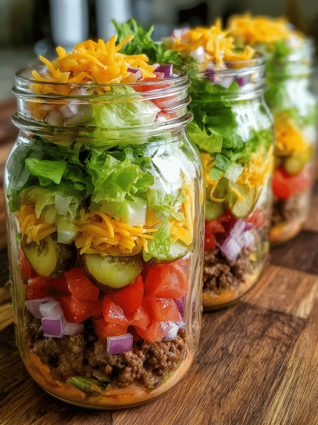 Easy Big Mac Salad Recipe served in a wooden bowl