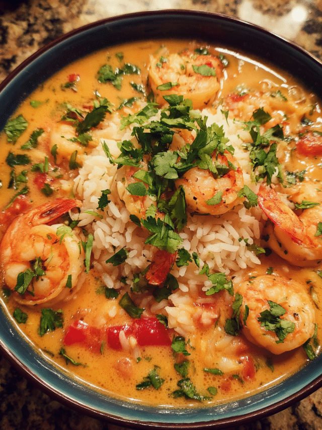 Easy Thai Shrimp Soup with coconut curry
