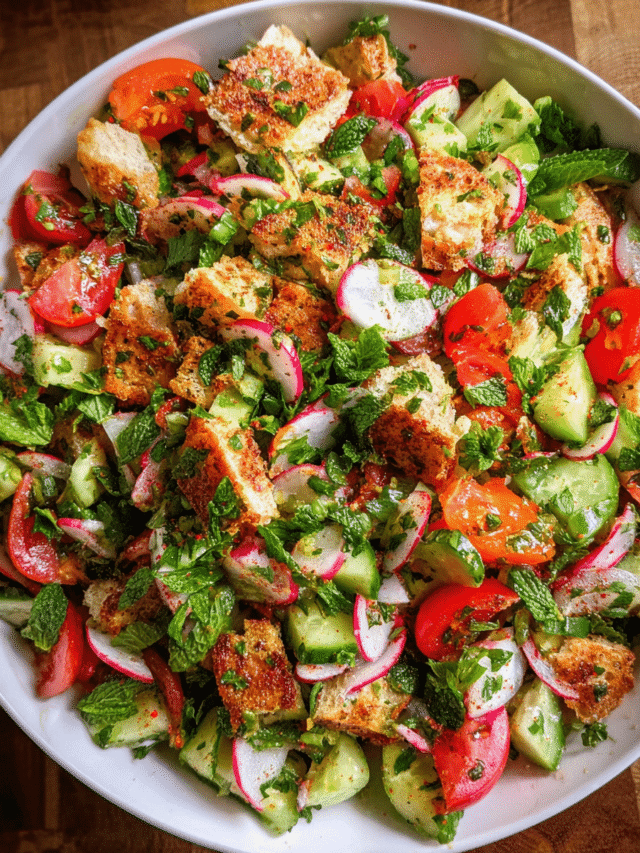 Fattoush Salad in a ceramic bowl
