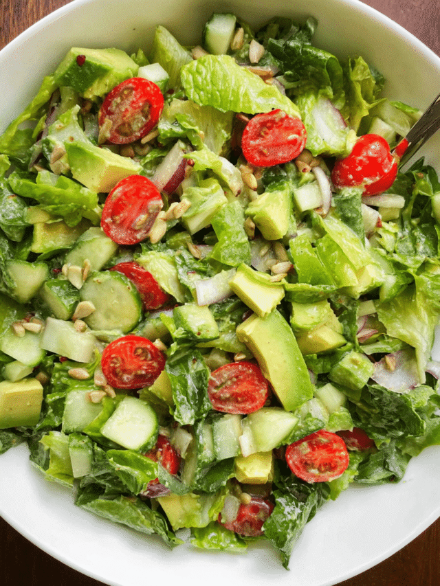 Green Goddess Salad served in ceramic bowl