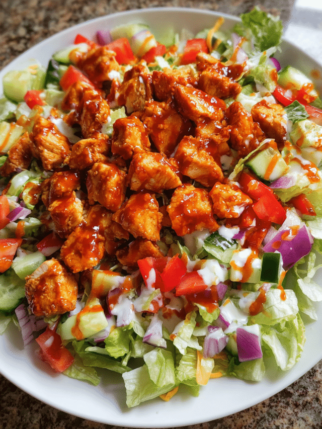 Honey hot chicken salad in a bowl