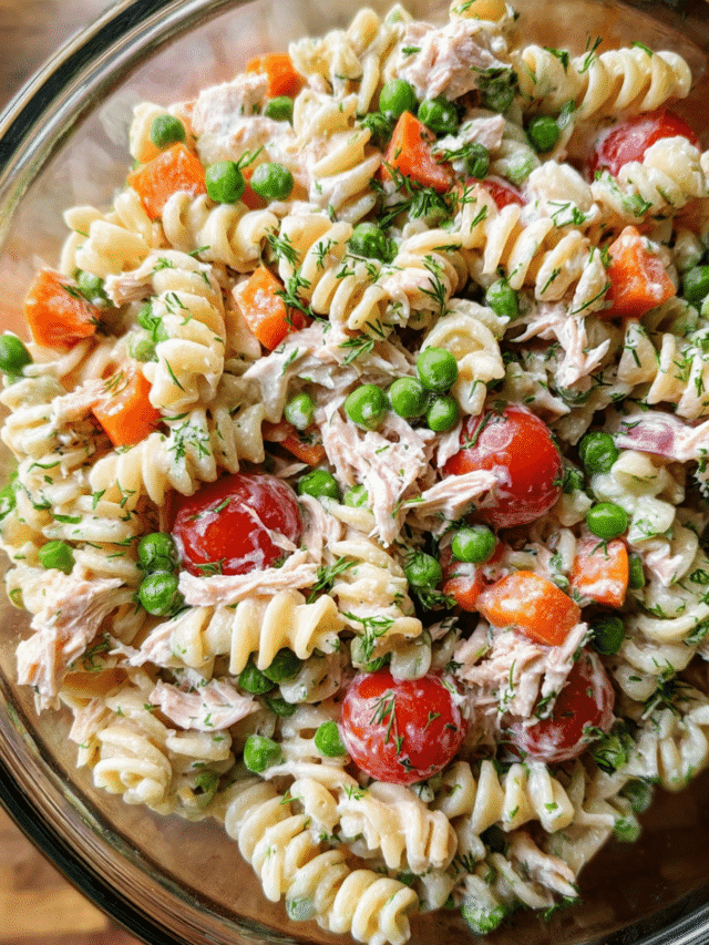 Healthy Tuna Pasta Salad in bowl