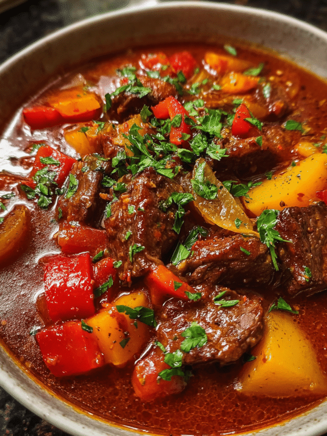 Authentic Hungarian goulash in traditional pot