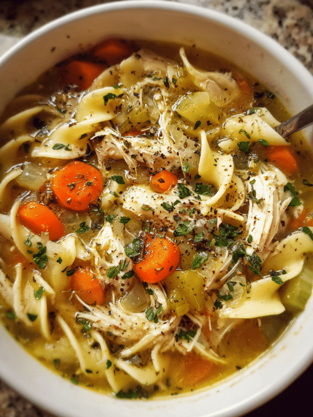 Instant Pot chicken noodle soup with herbs and noodles