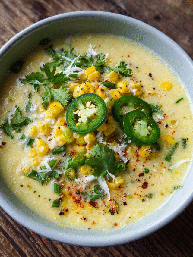Bowl of creamy sweet corn chowder made with coconut milk and fresh toppings