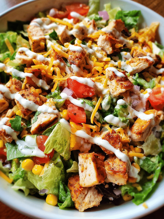 Tex-Mex Chicken Chopped Salad in rustic bowl