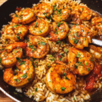Cajun shrimp and rice skillet cooked in one pan