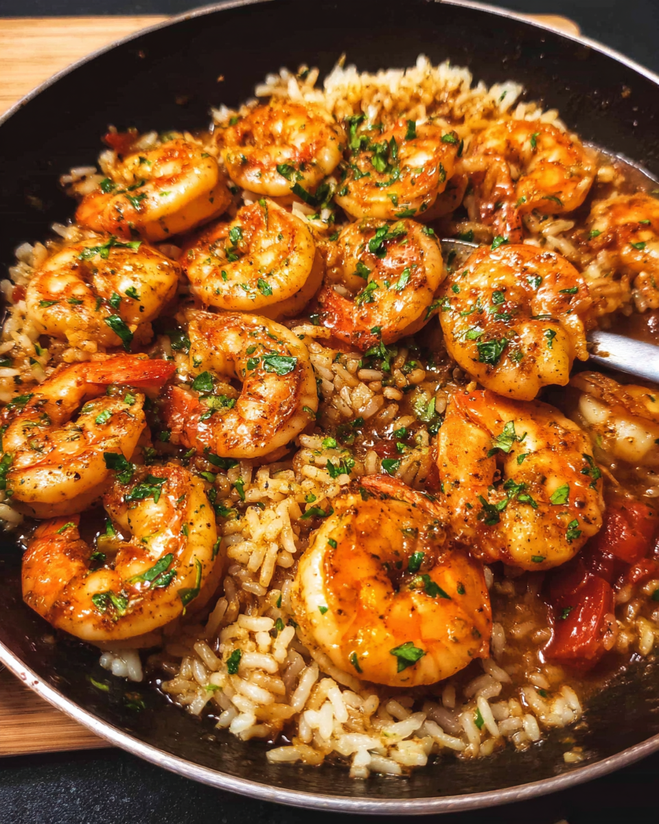 Cajun shrimp and rice skillet cooked in one pan