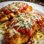 Chicken Parmesan Bake with melted mozzarella and marinara