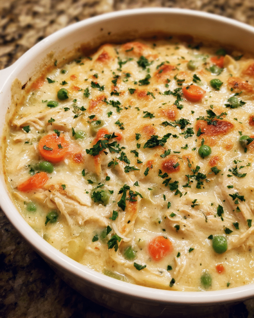 chicken pot pie without crust baked vegetables