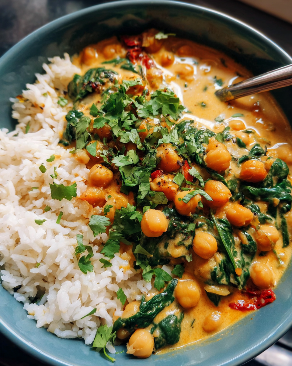 Chickpea Curry with Spinach and Rice – 25-Min Comfort Win