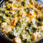 creamy chicken and broccoli casserole baked with cheese