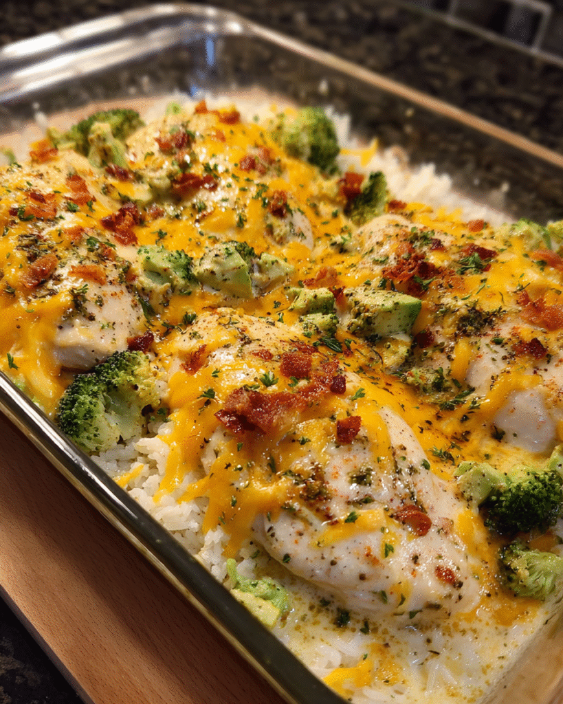 Creamy ranch chicken bake fresh from the oven