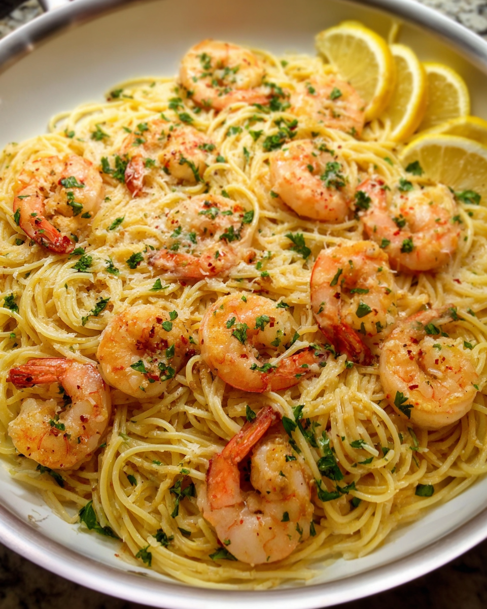 one pan shrimp scampi pasta with lemon and garlic