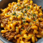Hamburger Helper Skillet with cheesy beef pasta