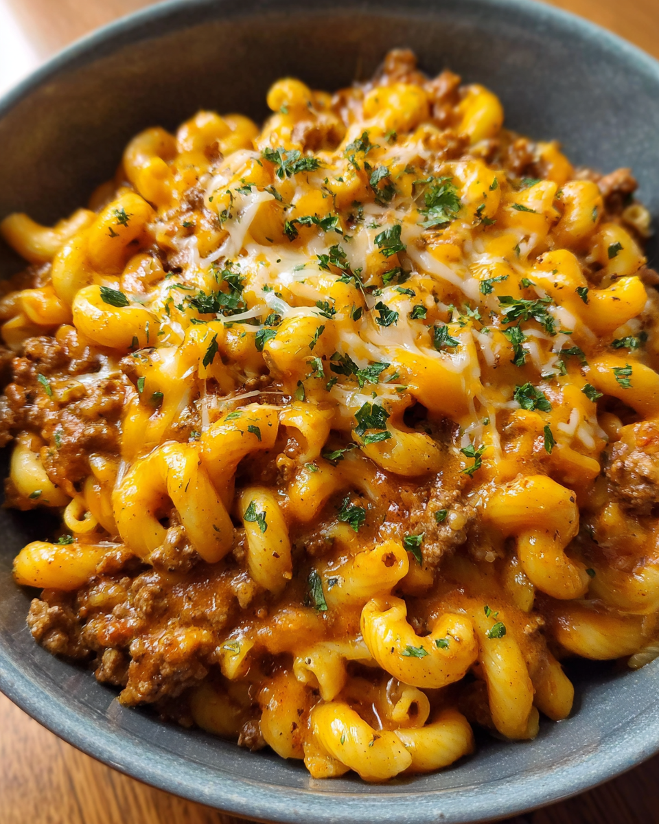 Hamburger Helper Skillet with cheesy beef pasta