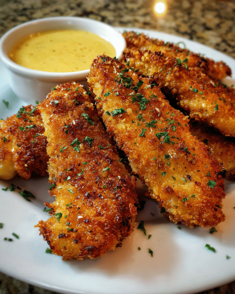 Honey mustard chicken tenders cooked until golden and crispy