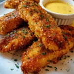 Honey mustard chicken tenders cooked until golden and crispy