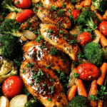 ONE PAN Balsamic Chicken and Veggies on a sheet pan