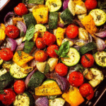 one-pan Mediterranean veggie bake with roasted vegetables