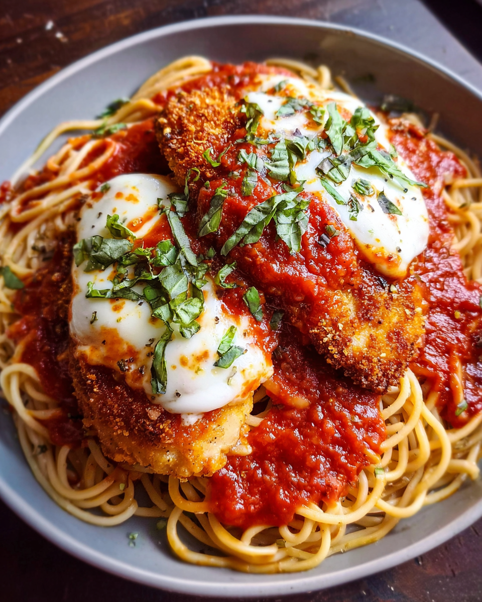 One-pot chicken parmesan skillet with melted mozzarella