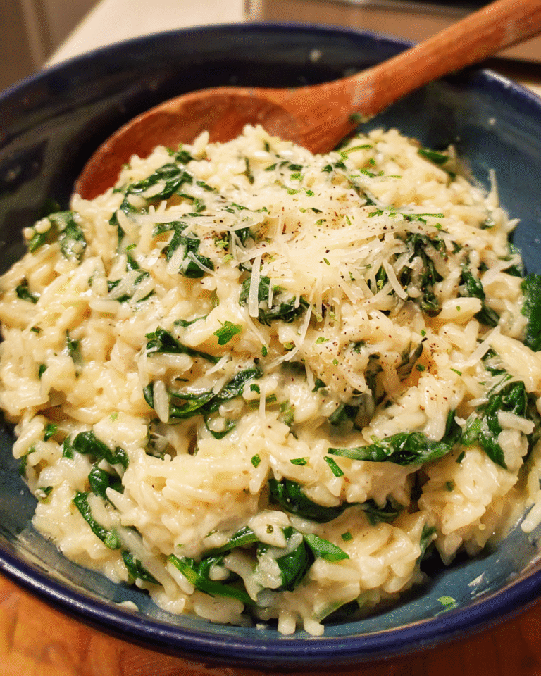 creamy spinach rice cooked in one pot