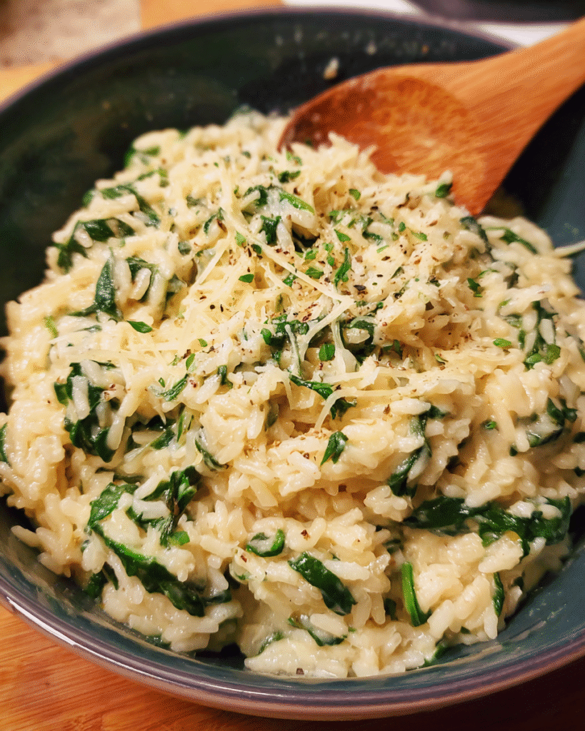 creamy spinach rice cooked in one pot