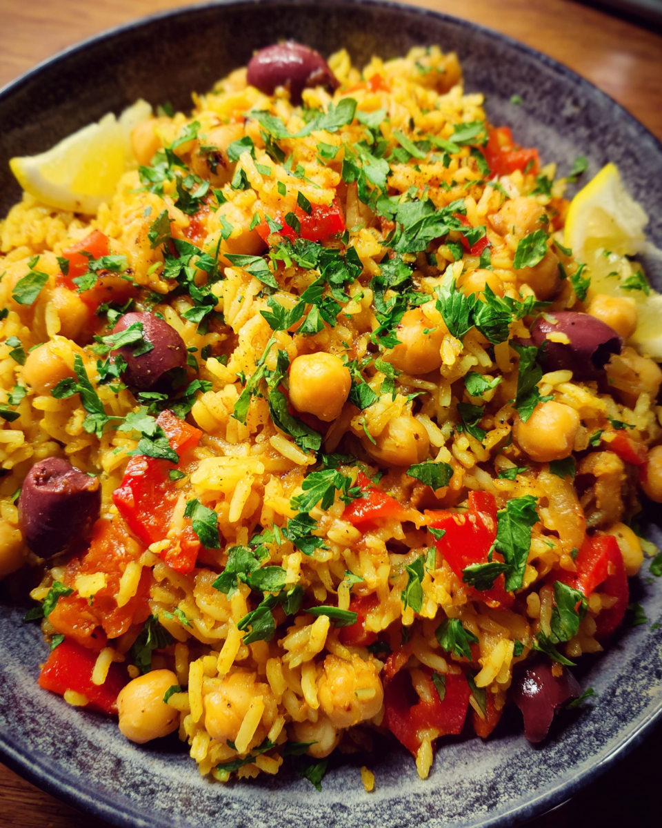 One-pot Mediterranean rice with chickpeas and herbs