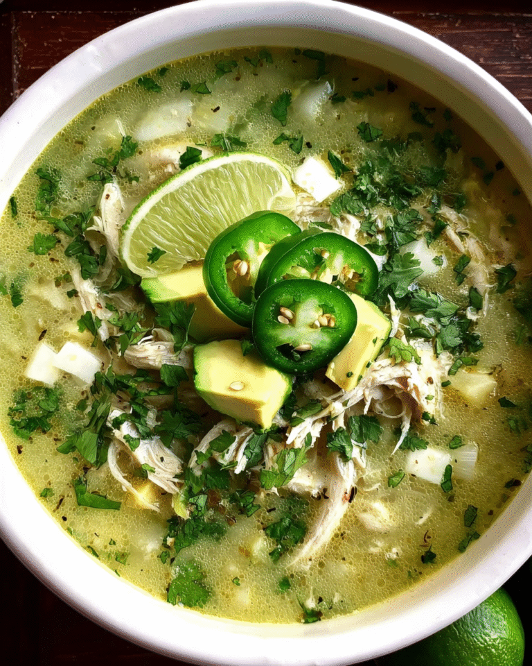 Spicy lime avocado soup topped with cilantro and cheese