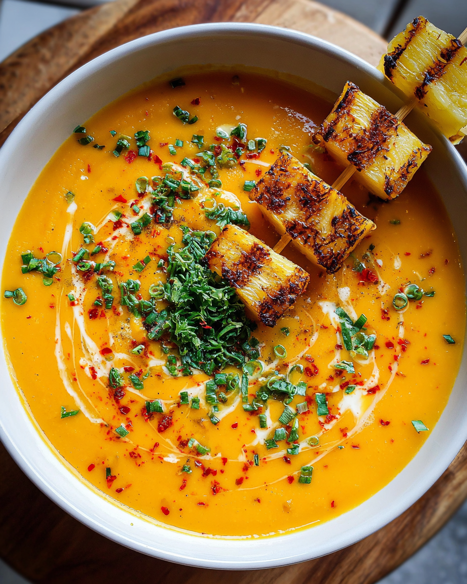 Sweet Potato Carrot Ginger Soup in a bowl with vibrant orange color