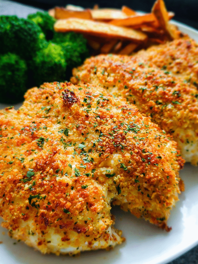 Baked ranch chicken with crispy parmesan coating