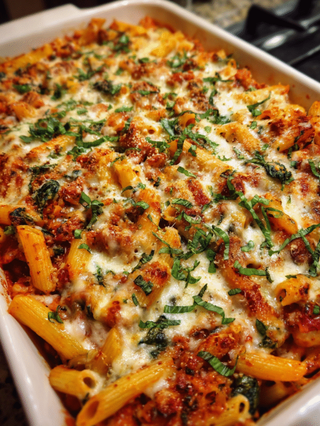 baked ziti with spinach casserole