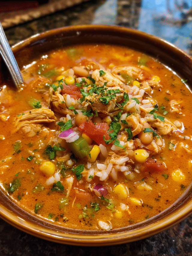 Creamy chipotle chicken soup in a bowl with parsley garnish